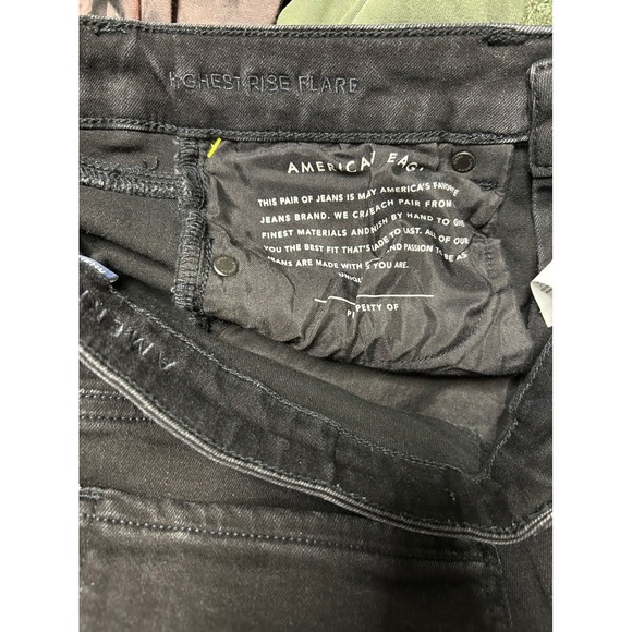 American Eagle Outfitters Womens Black High Rise Flare Button Fly Jeans Size 6 - Picture 5 of 8